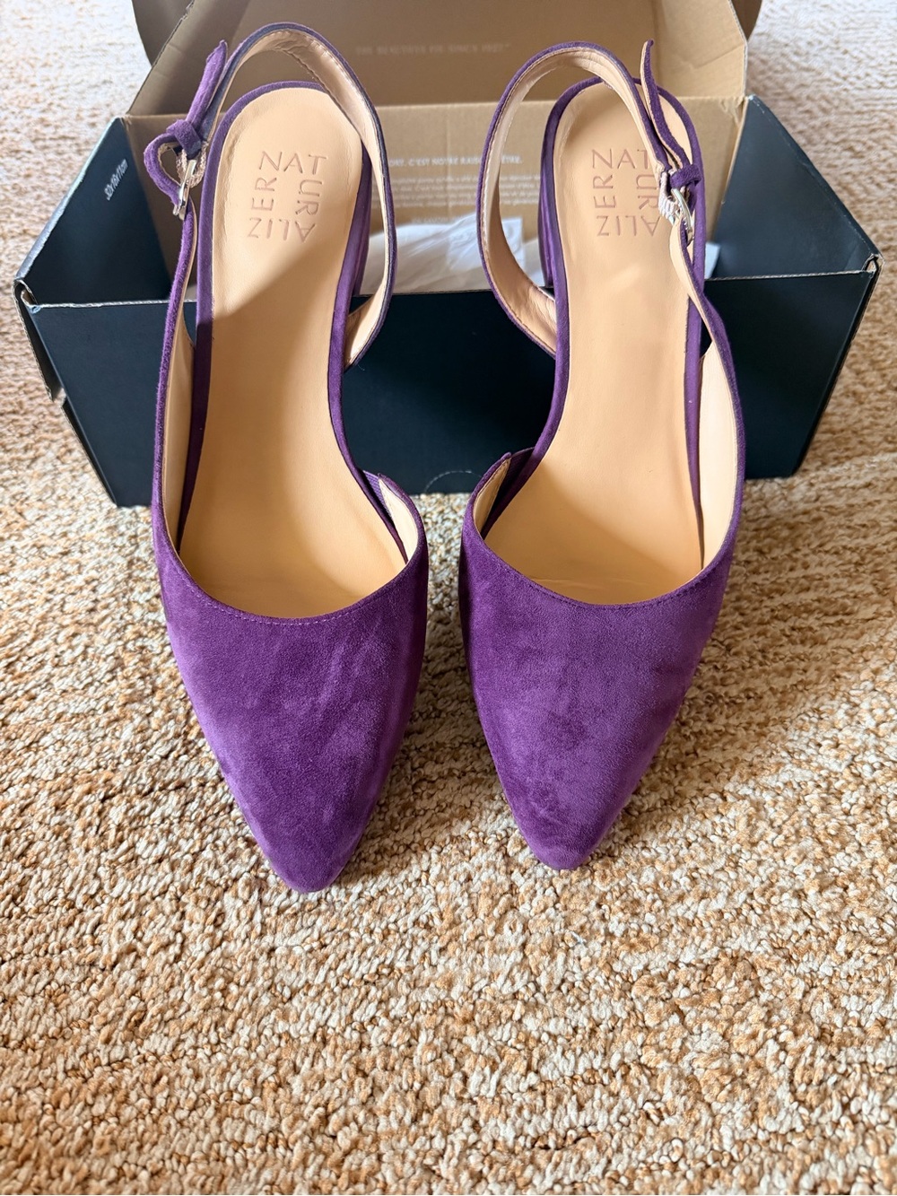 Naturalizer Deep Plum Suede Pointed-Toe Slingback Flats 9.5